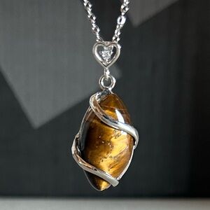 Tiger Eye Oval Natural Crystal Gemstone Necklace